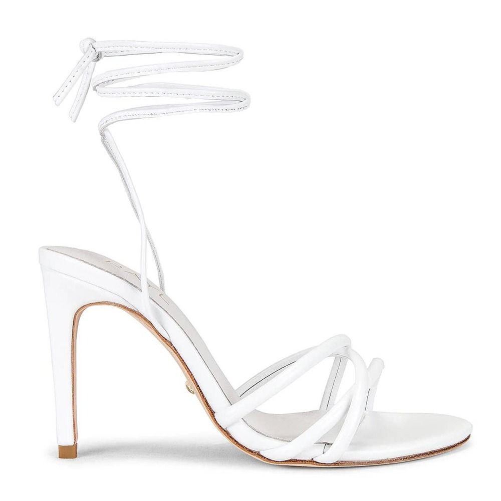 RAYE WOMEN'S SWAY LEATHE ANKLE WRAP HEELS IN WHITE SZ 7